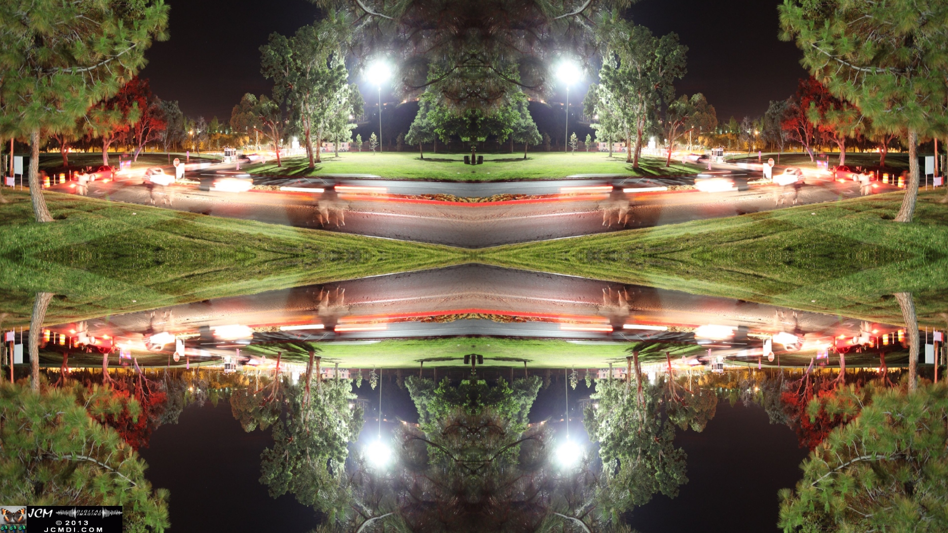 Quadroscopic traffic image (from Castaic fireworks timelapse)